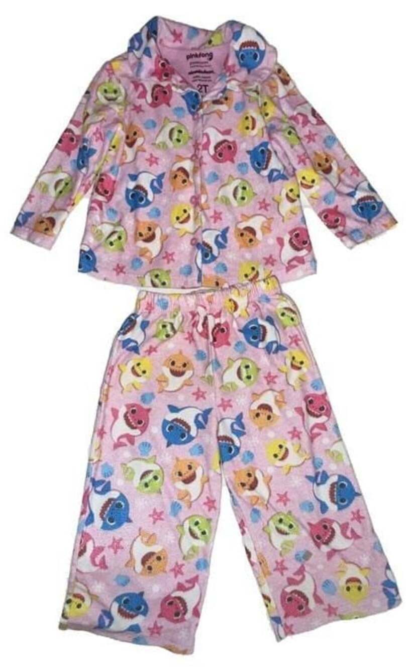 Pinkfong Nickelodeon Baby Shark Toddler Girls 2-Piece Coat Pajama Set Size 2T
